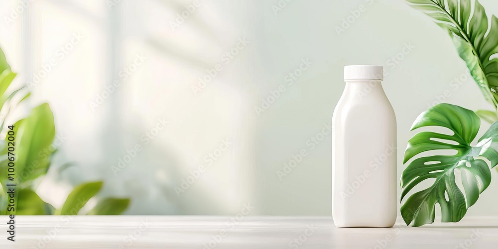 3D blank milk carton mockup with soft sunlight, natural setting, perfect for showcasing organic packaging concepts 3D blank milk carton mockup with soft sunlight, natural setting, perfect for showcasing organic packaging concepts