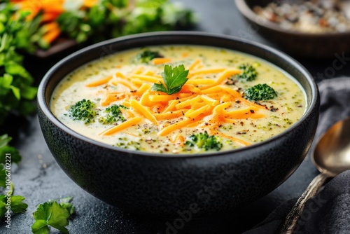 delicious broccoli and cheddar cheese soup, the epitome of comfort food, with room for your personal touch photo