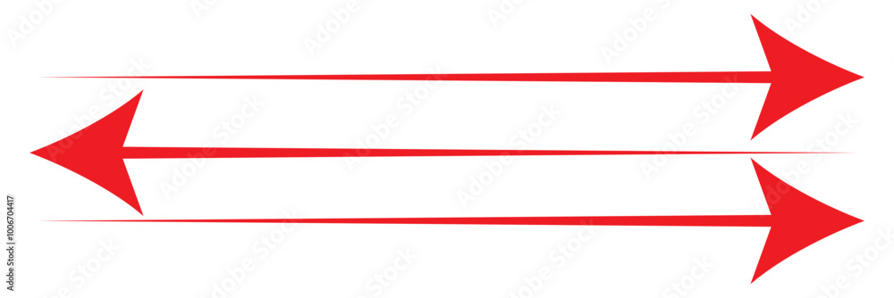 Straight long double vector arrow. Horizontal long straight arrow with two left and right pointers. Black width symbol isolated on white background Straight long double vector arrow. Horizontal long straight arrow with two left and right pointers. Black width symbol isolated on white background