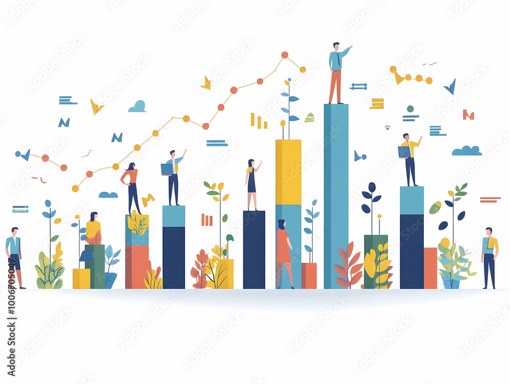 Flat Vector Illustration of ESG Growth Chart in Minimalist Style - Dolly Shot Through White Space Showcasing Community Benefits with Ample Copy Space Flat Vector Illustration of ESG Growth Chart in Minimalist Style - Dolly Shot Through White Space Showcasing Community Benefits with Ample Copy Space