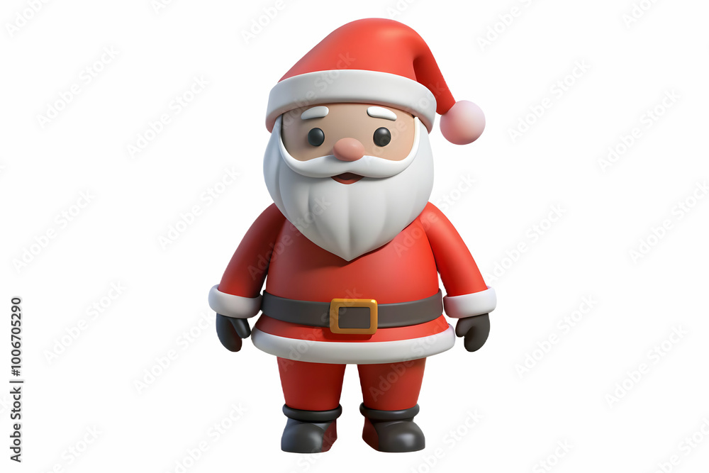 3D Santa Icon on Plain White Background: Joyful Present Santa Animation with Dynamic Side-to-Side Motion and Clean Copy Space for Holiday Cheer 3D Santa Icon on Plain White Background: Joyful Present Santa Animation with Dynamic Side-to-Side Motion and Clean Copy Space for Holiday Cheer