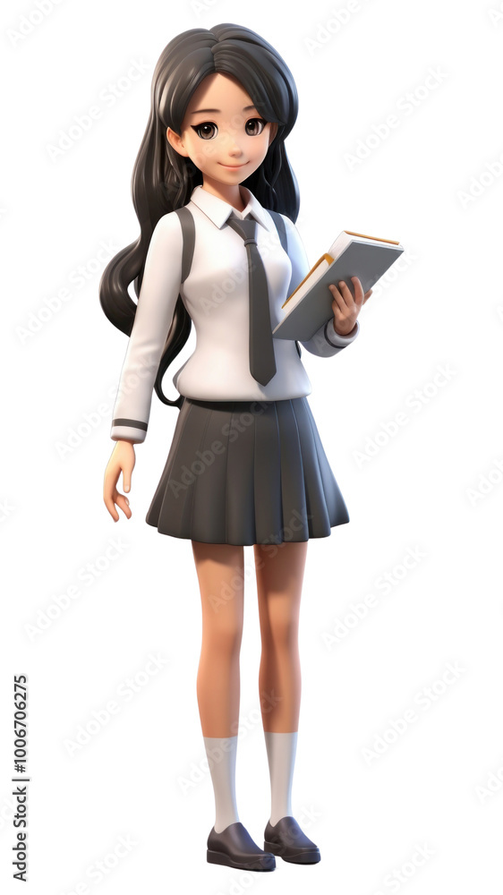 PNG Asian high school girl figurine cartoon skirt. PNG Asian high school girl figurine cartoon skirt.