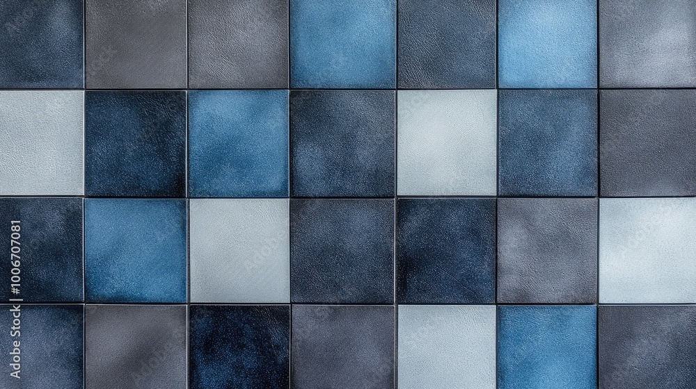 A tile design with alternating squares of dark gray and pale blue, featuring a subtle grid of interlocking lines. A tile design with alternating squares of dark gray and pale blue, featuring a subtle grid of interlocking lines.