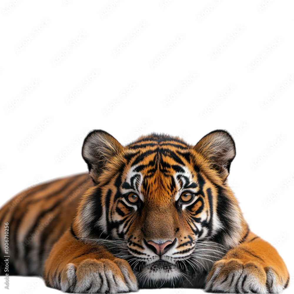 Closeup of a Young Tiger Isolated on a Transparent Background Closeup of a Young Tiger Isolated on a Transparent Background