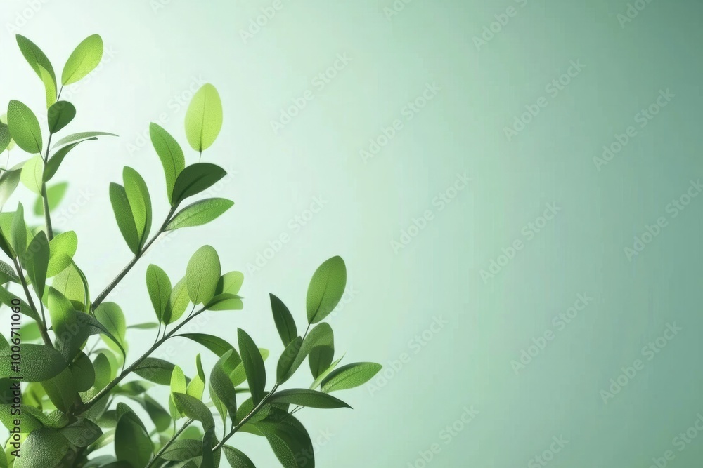A close-up view of fresh green leaves against a soft mint background, symbolizing growth, nature, and tranquility. A close-up view of fresh green leaves against a soft mint background, symbolizing growth, nature, and tranquility.