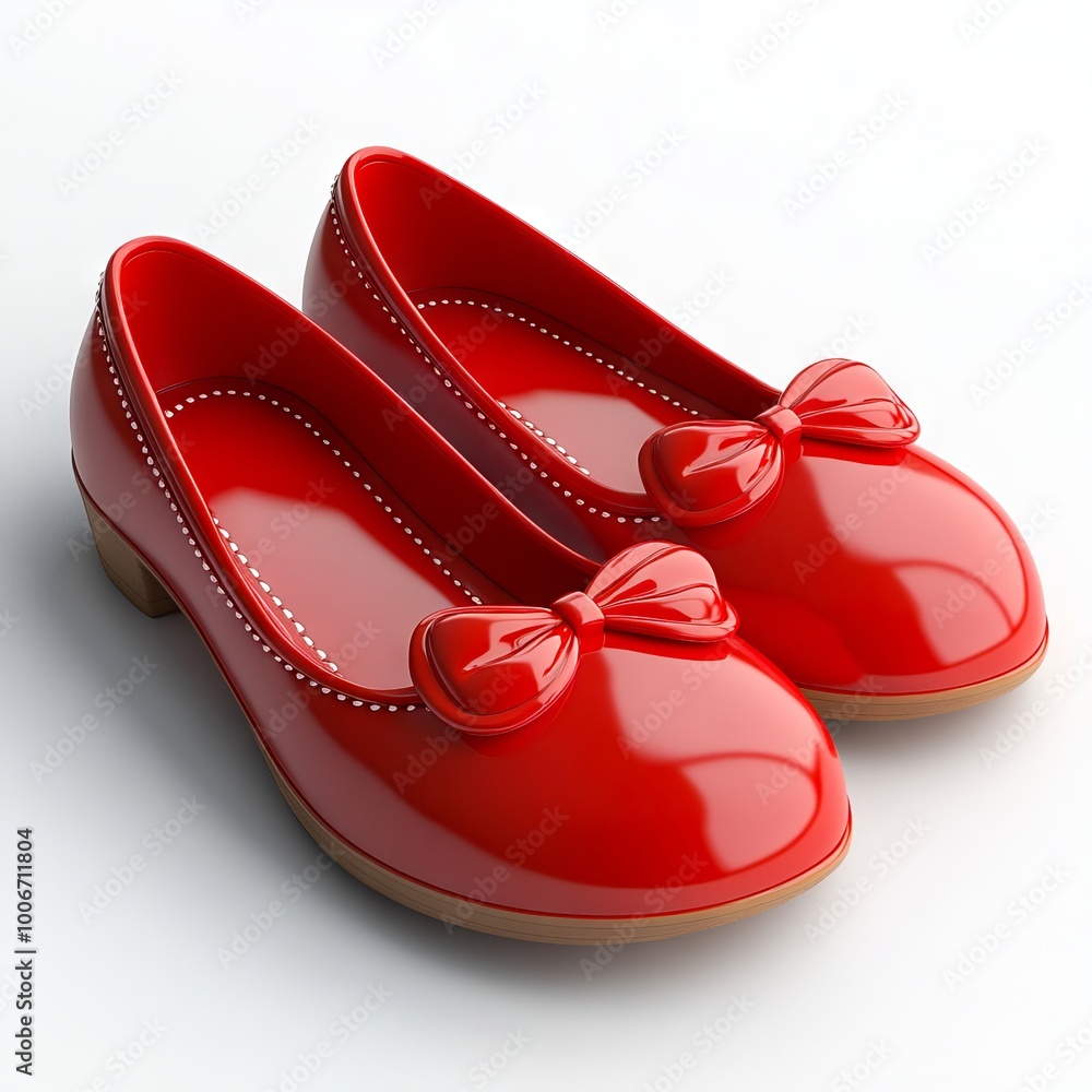 A pair of red shoes with a bow on them A pair of red shoes with a bow on them