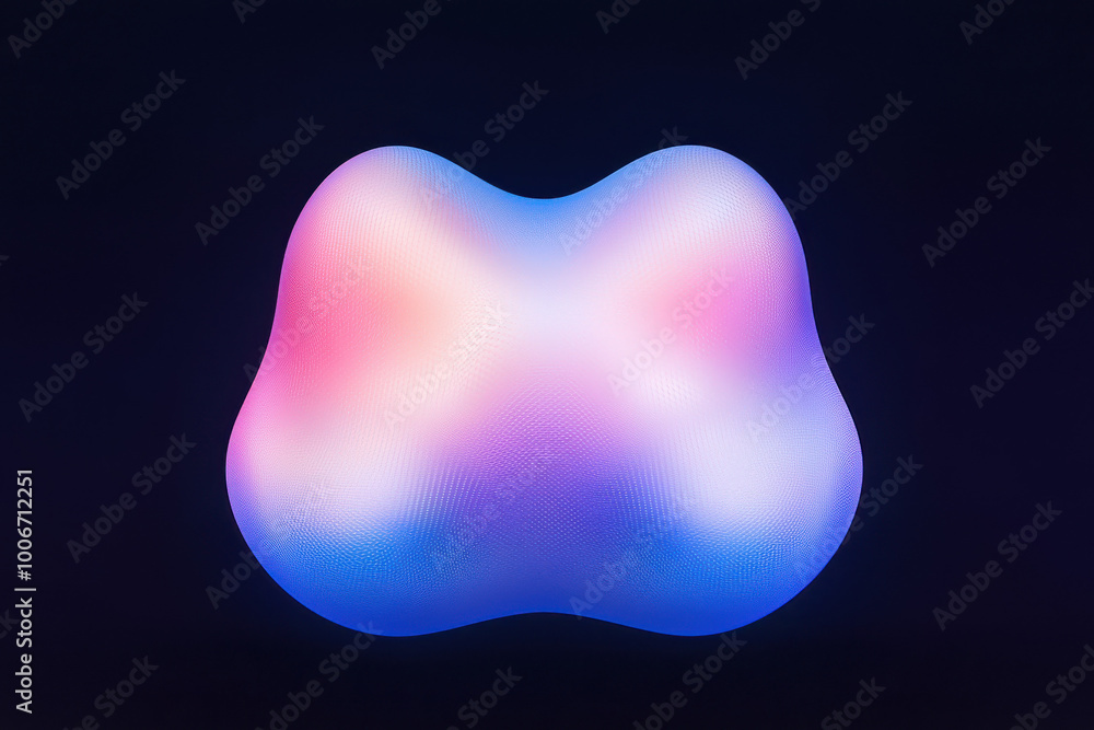 A vibrant, abstract shape illuminated with glowing pink and blue hues, set against a dark background, ideal for modern design projects. A vibrant, abstract shape illuminated with glowing pink and blue hues, set against a dark background, ideal for modern design projects.