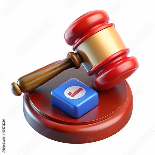 Glossy Gavel and Sound Block Close-Up Symbolizing Election Laws and Voter Rights � Ample Space for Regulations Information