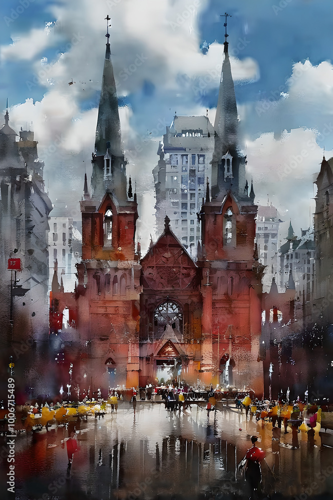 Obraz premium Watercolor Shanghai