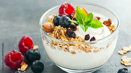 Delicious Yogurt Bowl with Fresh Berries, Granola, and Almonds - A Perfect Healthy Breakfast