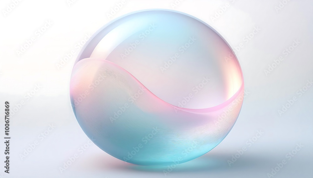 Obraz premium Translucent bubble with a gradient of pastel colors floating gently against a soft background. Generative AI