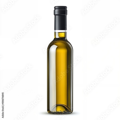 A single bottle of white wine on a white background. photo