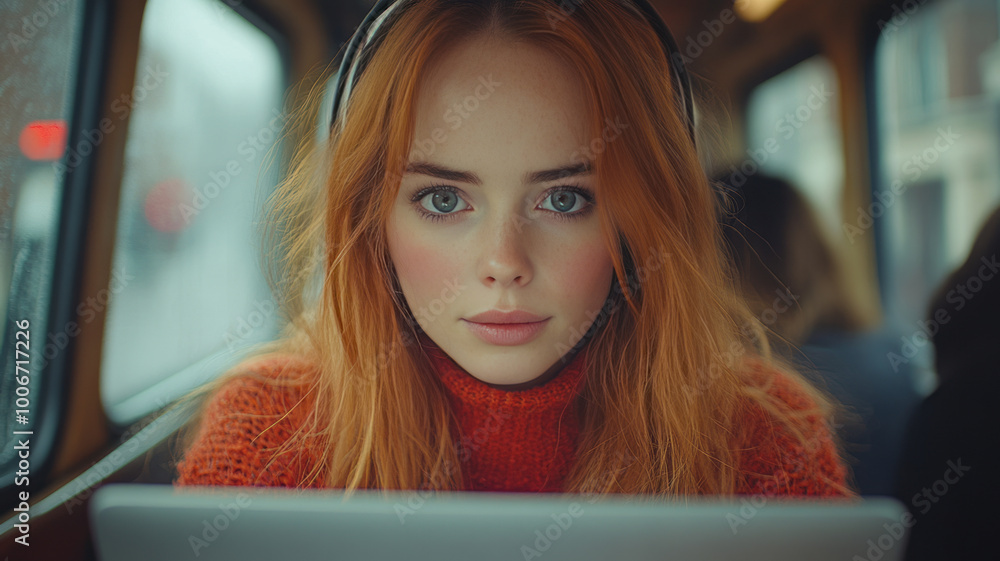 an average woman using her laptop on a british train an average woman using her laptop on a british train