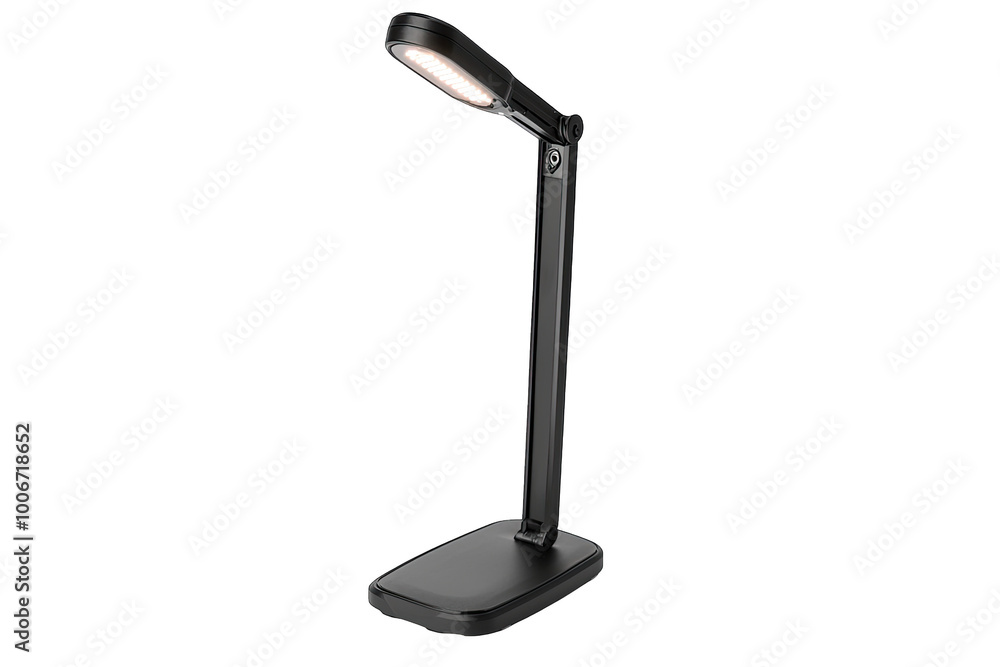 A modern black desk lamp with adjustable arm and bright LED light, perfect for reading or working in any space. A modern black desk lamp with adjustable arm and bright LED light, perfect for reading or working in any space.