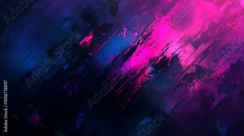 Wallpaper Mural Bright textured brushstrokes in pink and blue intertwine to form a dramatic, energetic abstract landscape painting. Torontodigital.ca