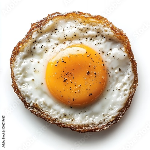 A perfectly fried egg with a crispy edge.