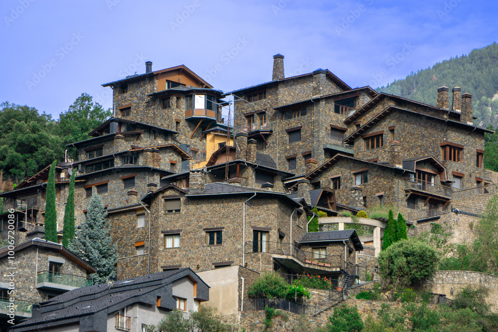 stone houses among the trees on the mountain stone houses among the trees on the mountain