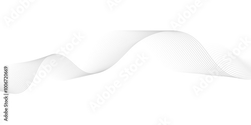 Gray wave curve lines abstract background with flowing particles. Digital energy waves technology concept. Modern backdrop design for business, presentation, banner.