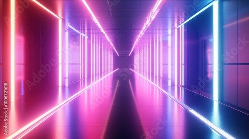 Wallpaper Mural Neon Lights Corridor Torontodigital.ca