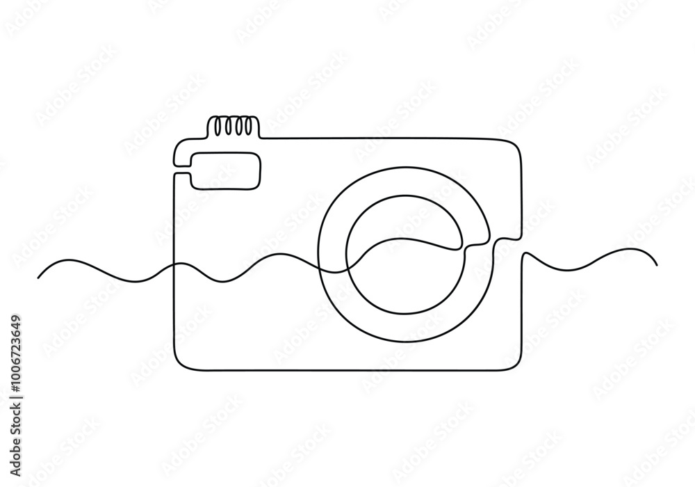 Digital camera continuous one line drawing. Isolated on white background vector illustration Digital camera continuous one line drawing. Isolated on white background vector illustration