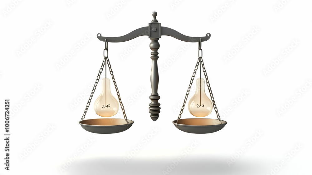 3D Flying Lightbulb and Scales Icon Symbolizing Ethical Decision Making Concept - Vector Image for Innovative Ideas in Business Infographics and Presentations 3D Flying Lightbulb and Scales Icon Symbolizing Ethical Decision Making Concept - Vector Image for Innovative Ideas in Business Infographics and Presentations
