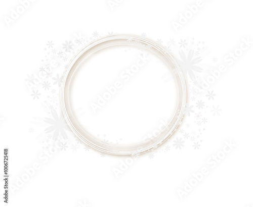 illustration cercle blanc et  fleurs blanches sur fond transparent