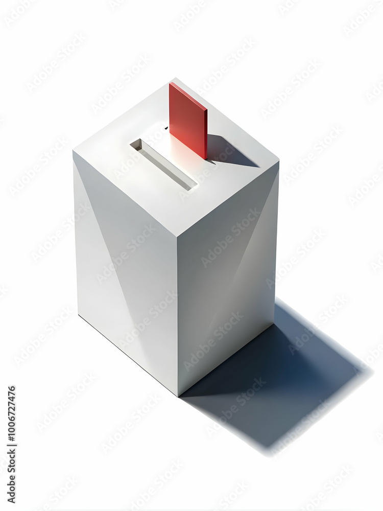 Minimalist 3D Ballot Box on Plain White Background with Soft Shadows - Perfect for Voter Registration and Election Concept Photography Minimalist 3D Ballot Box on Plain White Background with Soft Shadows - Perfect for Voter Registration and Election Concept Photography