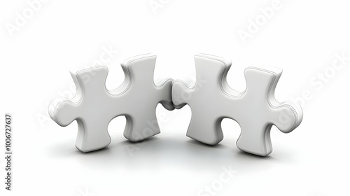 3D Interlocked Puzzle Pieces Icon Floating Isolated on White Background - Symbolizing Business Compromise and Fitting Solutions in Vector Design