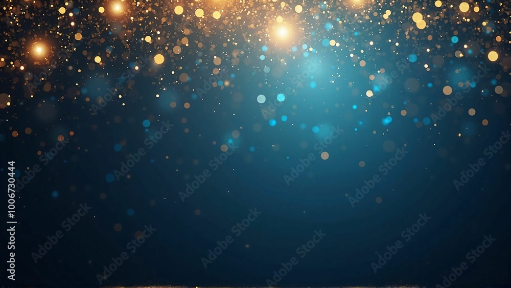 Fototapeta premium Festive Bokeh Lights on Dark Blue Background