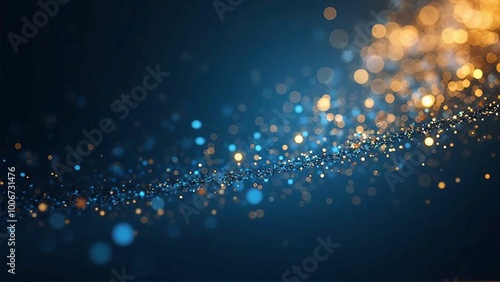 Starry Night Christmas Lights Background with Blue and Cosmic Particles