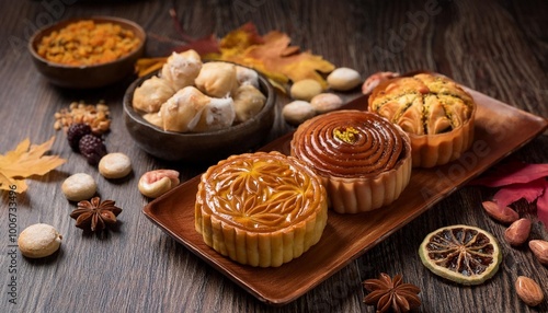 christmas cookies on a wooden table