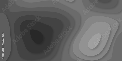 Vector black art papercut design Topographic geometric map relief texture with curved layers. Abstract luxury black modern 3d papercut, topography map circle and wave line smooth.