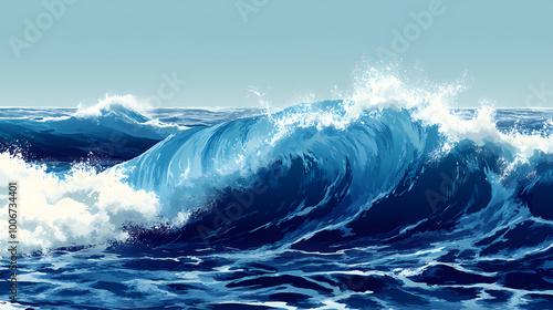 Tidal wave simulation overlay for ocean waves and surfing dynamics. Tidal Wave. Illustration