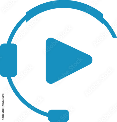 Stylish headset with a Play Button Icon for seamless media and audio service interaction