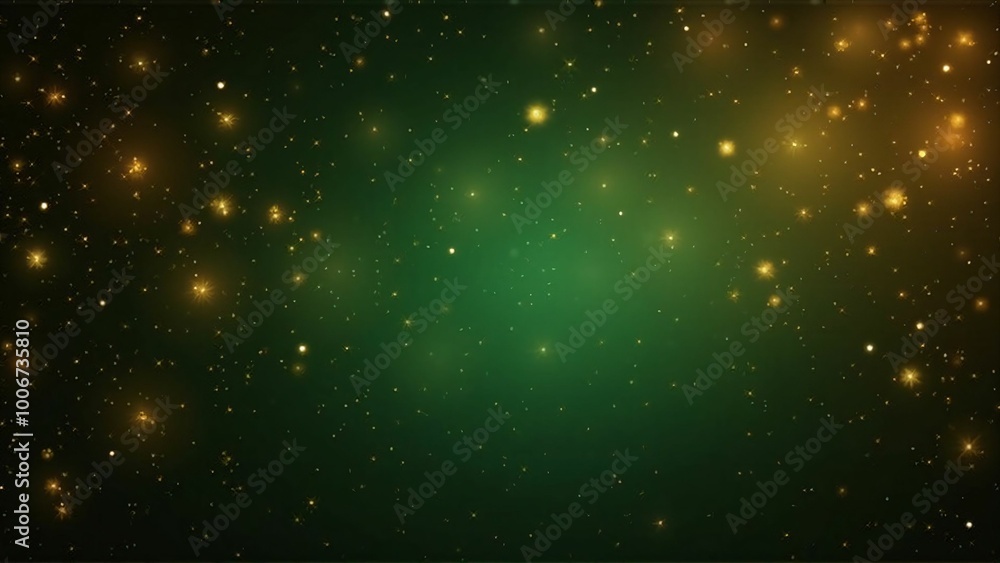 Fototapeta premium Festive Green and Gold Bokeh - Christmas Lights and Holiday Cheer
