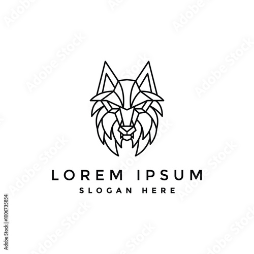 Wolf logo line icon vector