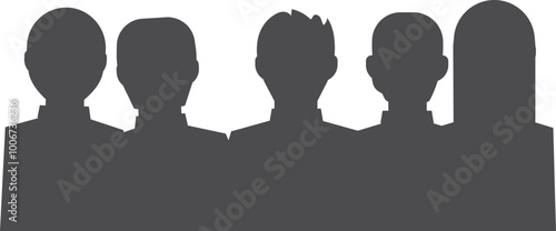 People heads black silhouettes. Audience crowd icon