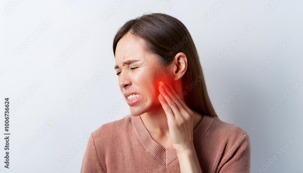 portrait of a woman with pain in teeth portrait of a woman with pain in teeth