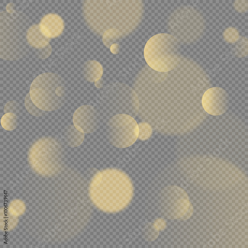 Abstract bokeh on a transparent background in vector format, golden bokeh