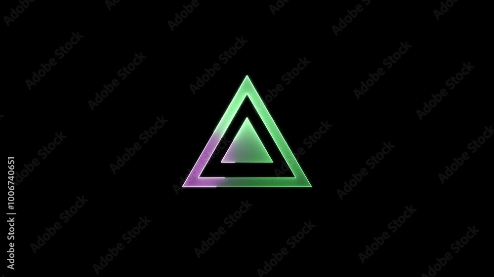 Abstract triangle neon loop against a dark background Abstract triangle neon loop against a dark background