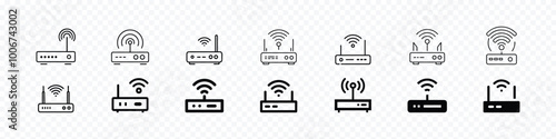 Wifi icon set. signal vector icon. Wireless icon vector, wifi router - vector icon, Wifi modem line icon set. wifi router concept line icon. Wifi icon set. signal vector icon. Wireless icon vector