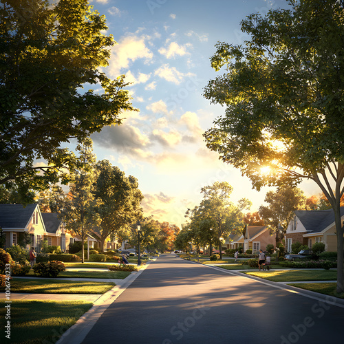 Serene Suburban Neighborhood Brimming with Community Spirit and Outdoor Activities