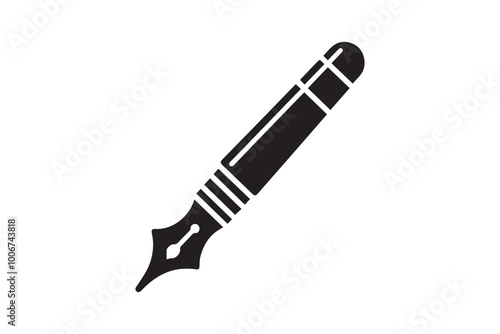 fountain pen vector silhouette isolated in white background