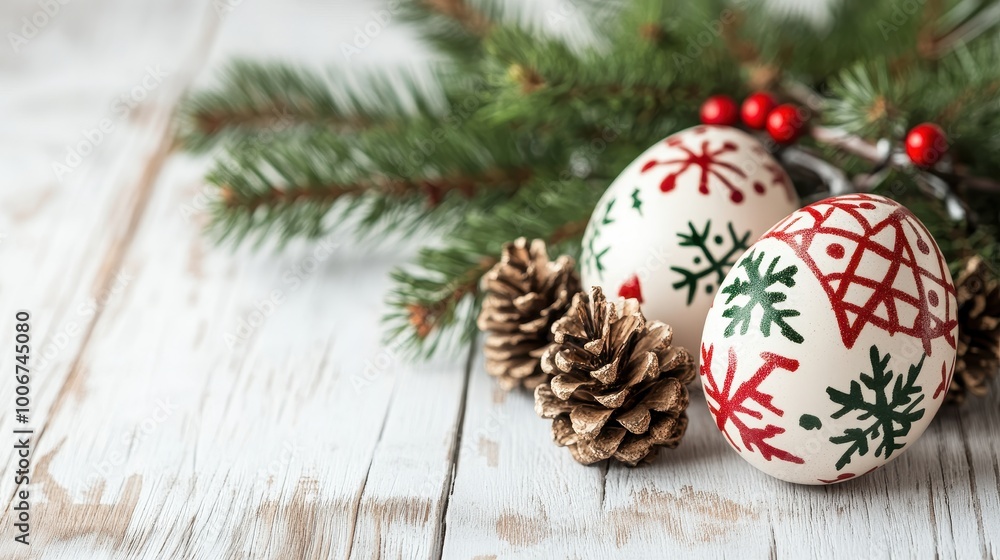 Decorative Christmas Eggs with Holiday Motifs Decorative Christmas Eggs with Holiday Motifs