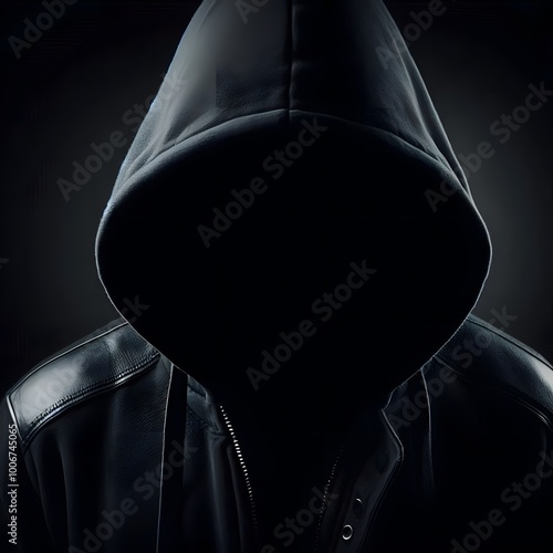 Man In Dark Hoodie, Identity Hidden By Shadow photo