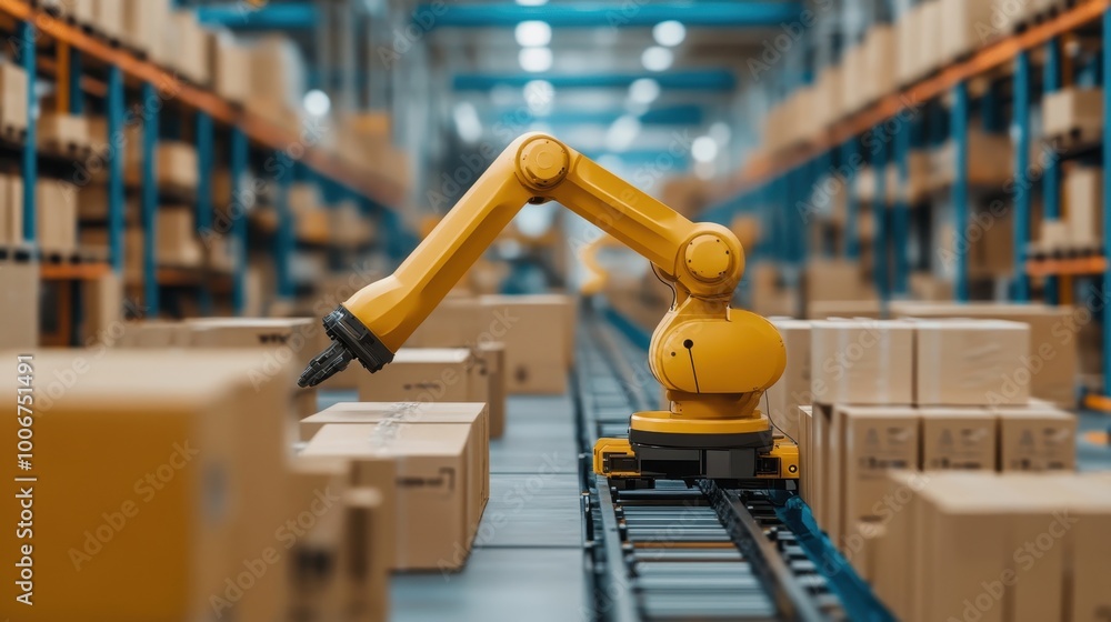 Futuristic Factory Floor with AI Driven Robots Futuristic Factory Floor with AI Driven Robots