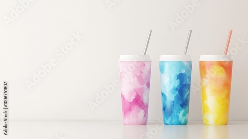 colorful tumbler mock up on white background 