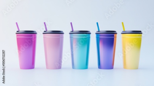 colorful tumbler mock up on white background 