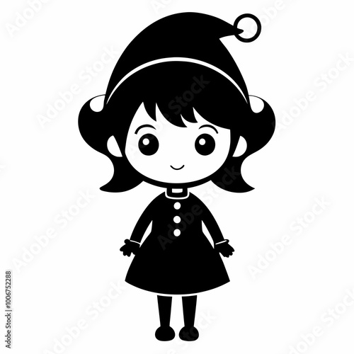 Christmas Cute Kids Little girl Black silhouette