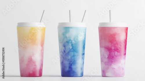 colorful tumbler mock up on white background 